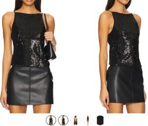 Holidays Sequin Free People James Tank Black Open Back S NWT Night-Out NYE Party